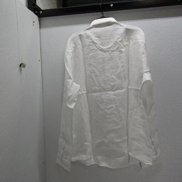 NEW MACKEENE Mens Fabiio Linen Button-Up Shirt Size 2XL White - Picture 2 of 12